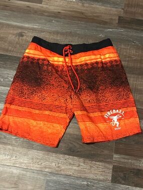 Fireball Whisky Logo Orange Swim Trunks XL like new Sk0105970